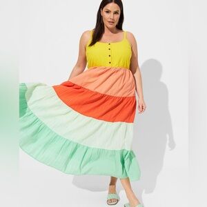 Torrid Multicolour Seersucker Tiered Maxi Dress NWT